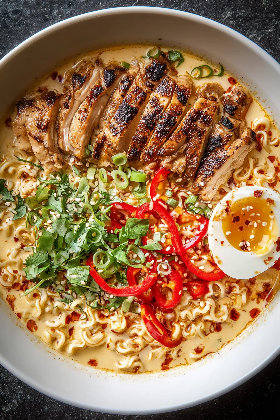 Fiery Chicken Ramen with Creamy Garlic Sauce – OatsRecipes