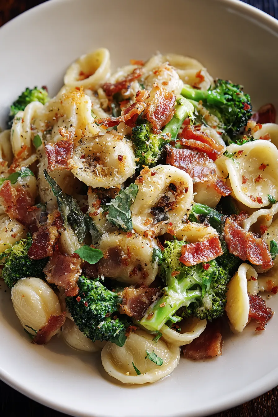 Spicy Bacon Broccoli Orecchiette – OatsRecipes