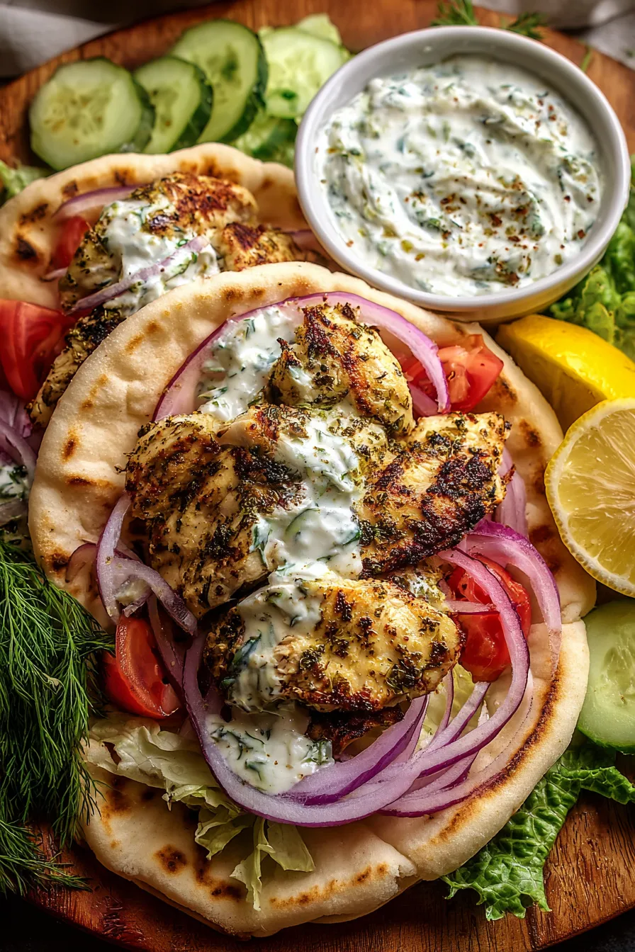 Greek Chicken Gyros with Lemon-Herb Marinade and Tzatziki – OatsRecipes