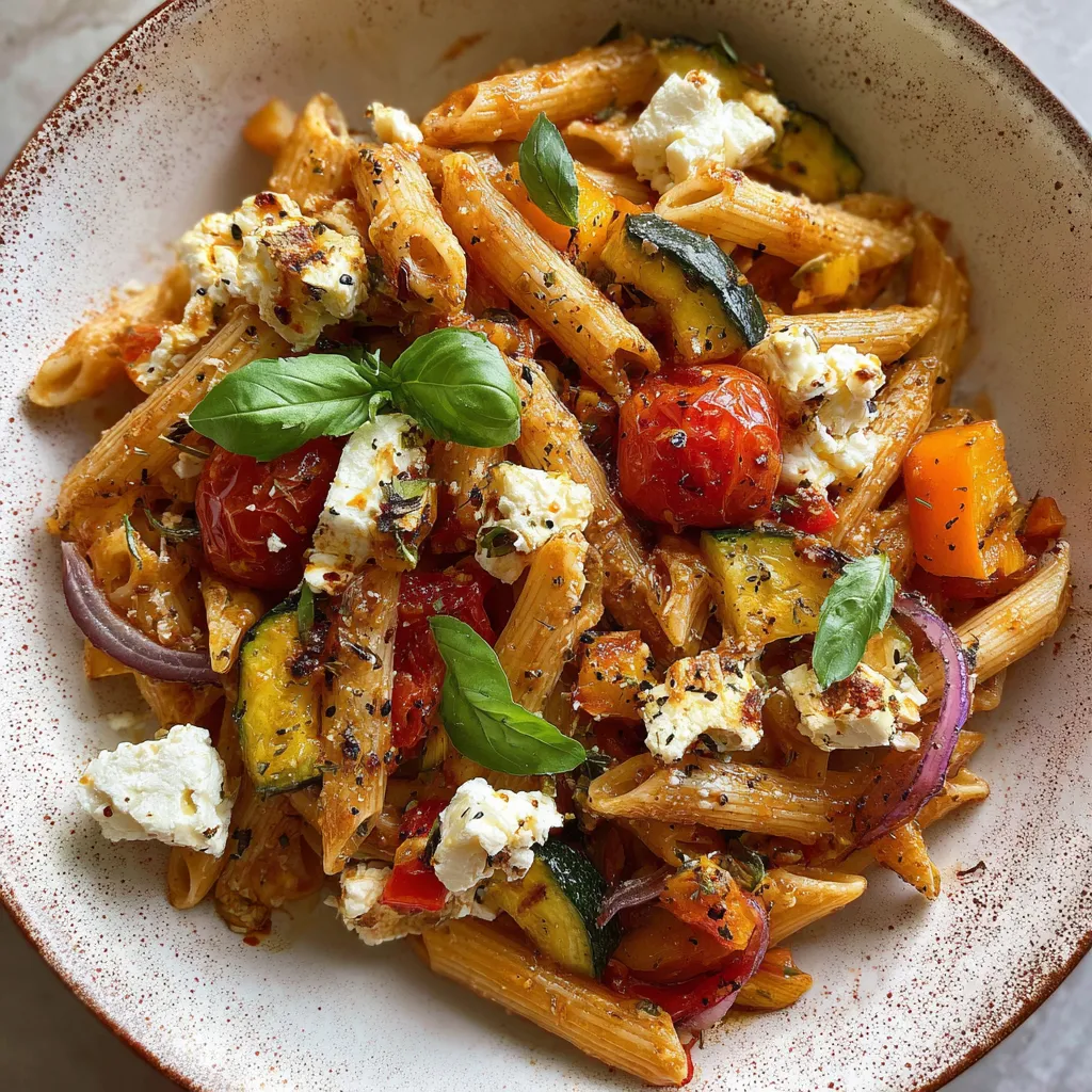 Healthy Baked Feta Pasta with Vegetables - OatsRecipes
